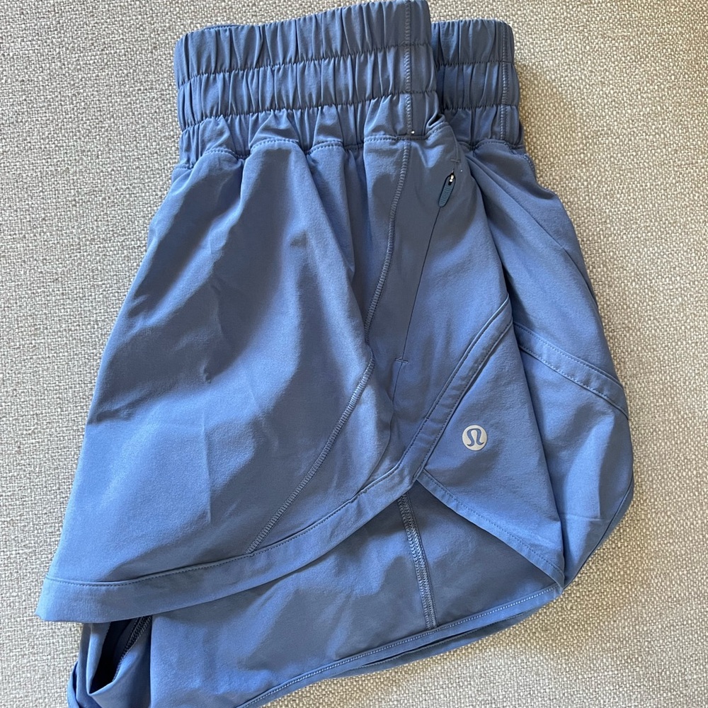 Lululemon blue, mid rise, M, worn 2 times athletic shorts.